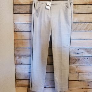 NWT! J Crew Gray Ankle Pants with Black Piped Accent Sz 4